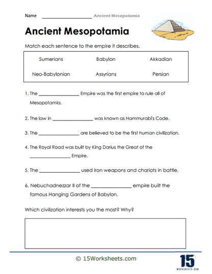 Ancient Mesopotamia Worksheets 15