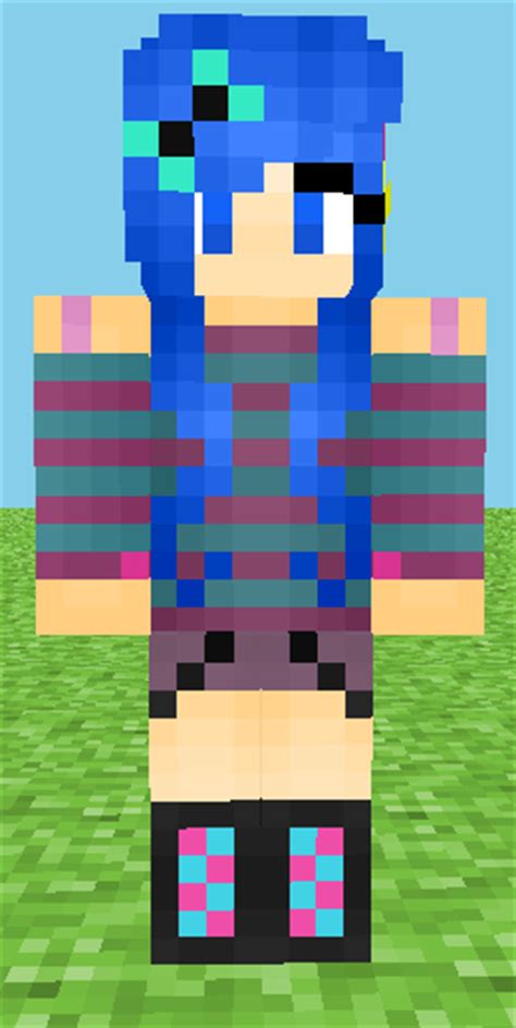 My 1st Skin Cute Blue Haired Girl Remade ろsぃな ♫ Minecraft Skin