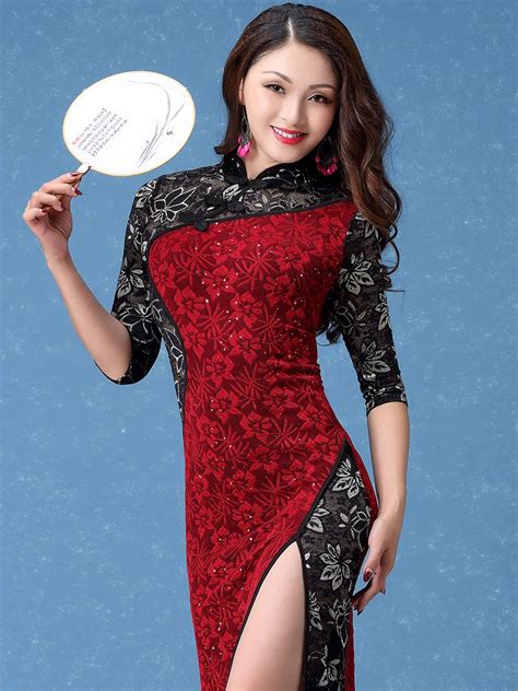 Long Sexy Modern Qipao Cheongsam Dress Claret Qipao Cheongsam Dresses Women