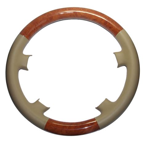 Tan Leather Light Brown Wood Steering Wheel Cover For Mercedes Benz 95