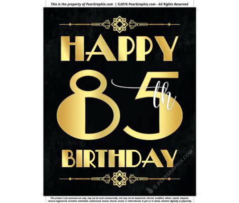 Happy 85th Birthday Sign Printable 85th Birthday Decor Etsy