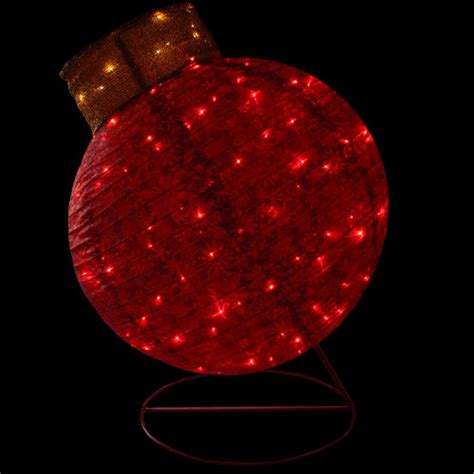 36 Pre Lit Red Led Glitter Ball Ornament Outdoor Christmas Yard Decor