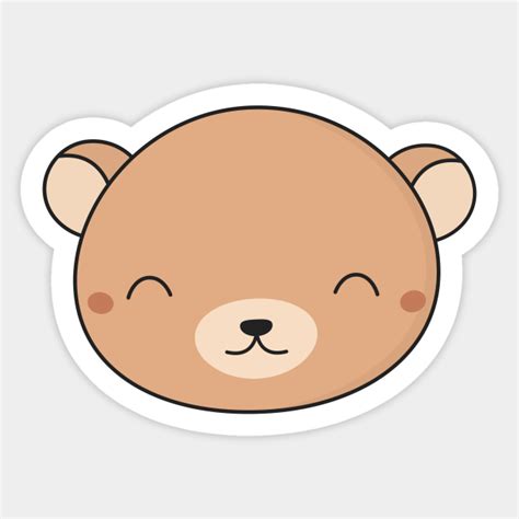 Kawaii Cute Brown Bear Face Cute Bear Sticker Teepublic