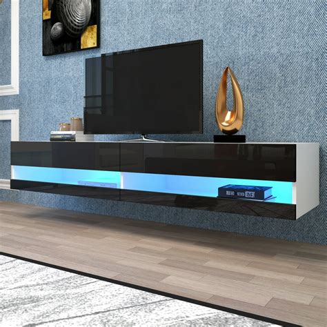 Kzkr 71 Floating Tv Stand High Gloss Entertainment Center Modern Media