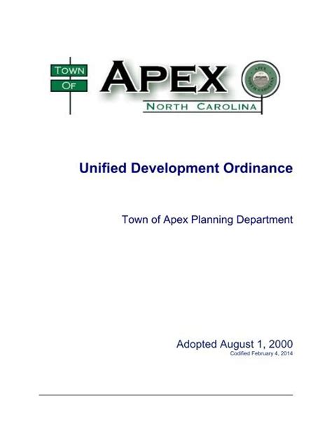 Unified Development Ordinance Town Of Apex