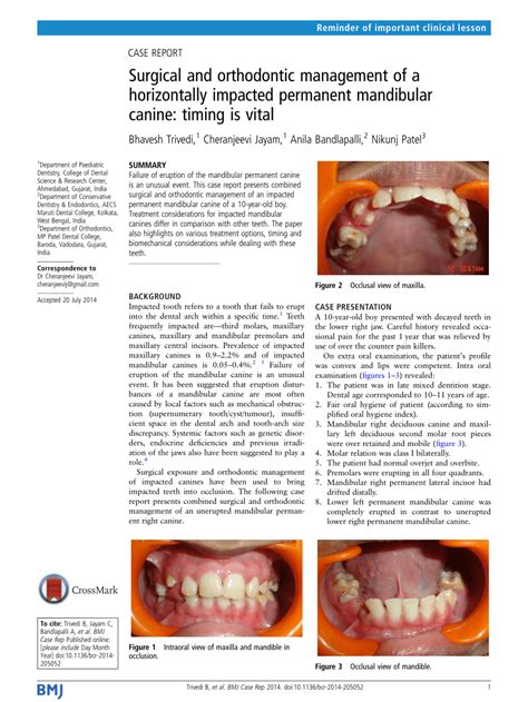 Pdf Surgical And Orthodontic Management Of A Horizontally Impacted