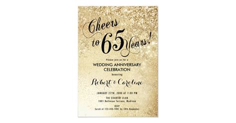65th Wedding Anniversary Gold Invitation