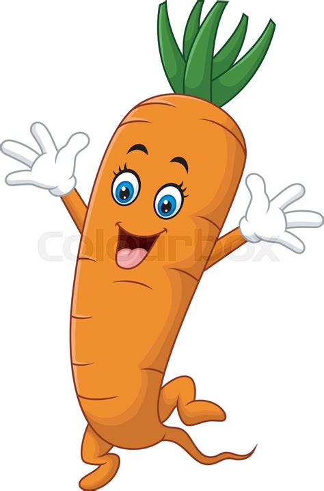 Happy Carrot Cartoon Stock Vector Colourbox
