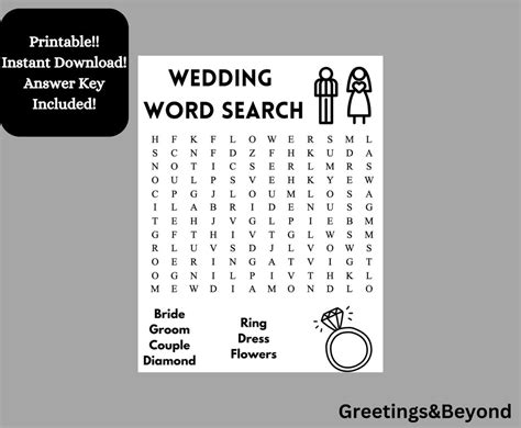 Printable Wedding Word Search Etsy