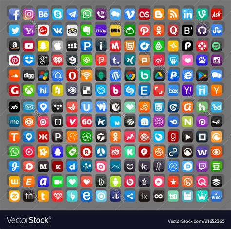 Set Of Popular Social Media Icons Royalty Free Vector Image