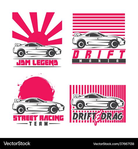 Japanese Racing Drift Car Logo Royalty Free Vector Image