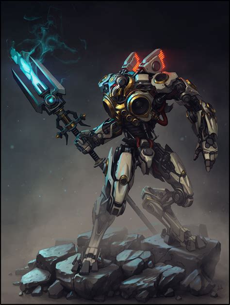 Robot By D1sk1ss Staff Sword Cyborg Mech Mecha Armor Armor Clothes