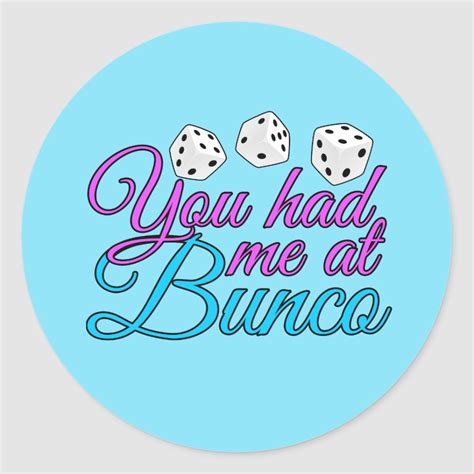 cute bunco game classic round sticker zazzle bunco bunco game bunco party themes