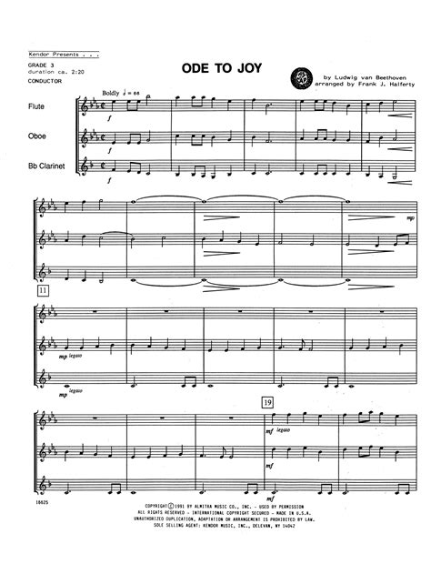 Ode To Joy Full Score Sheet Music Frank J Halferty Woodwind Ensemble