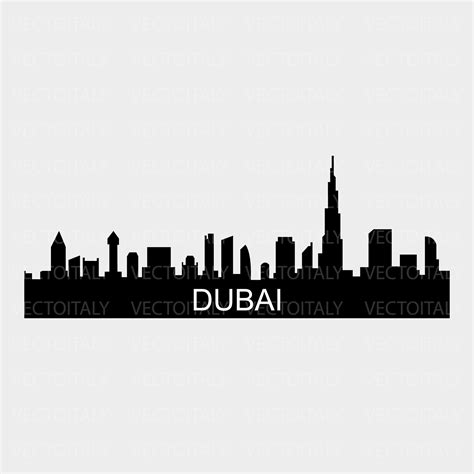 Skyline Dubai Im Vektor Illustriert Und Im Svg Pdf Eps Png Etsyde