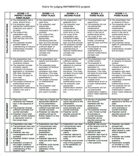Rubric Template 47 Free Word Excel Pdf Format Free And Premium