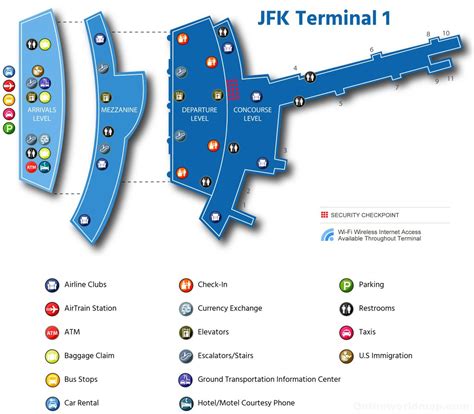 JFK Airport Terminal 1 Map Ontheworldmap