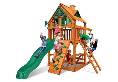 Gorilla Playsets Chateau Tower Treehouse Wooden Swing Set ⚡️ Bitlift