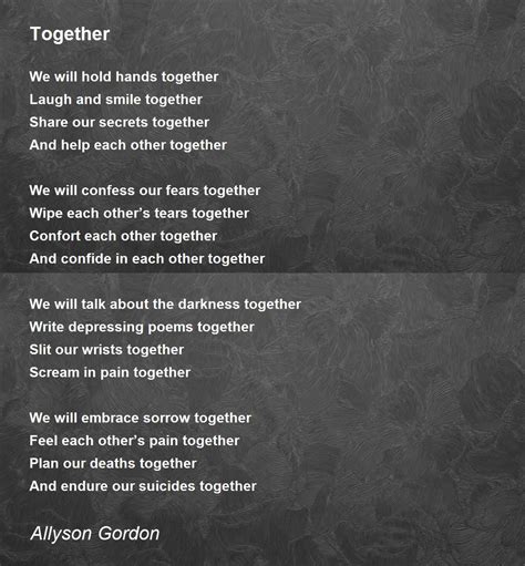 Together Together Poem By Allyson Gordon