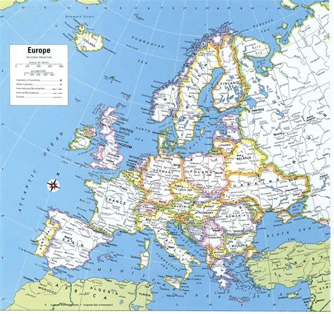 Европа политическая карта на английском языке подробная бесплатно 2023