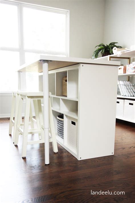 It has lots of storage plus a place to sit (affiliate link: IKEA Hack: Craft Room Work Table - landeelu.com