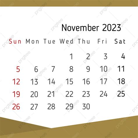 Calendario De Noviembre De 2023 Con Adorno Dorado Png Kalender