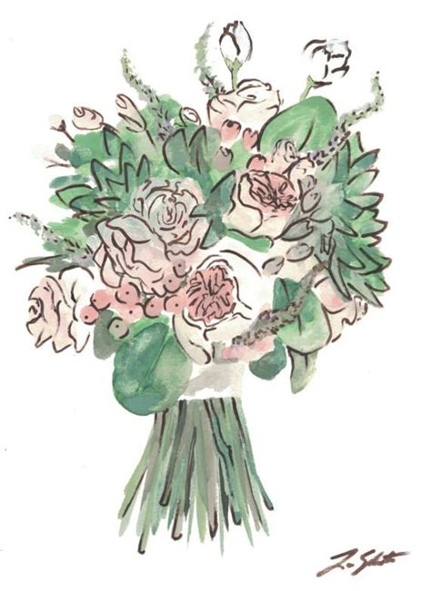 Card with a bouquet of flowers. custom bouquet watercolor FREE SHIPPING // flower drawing