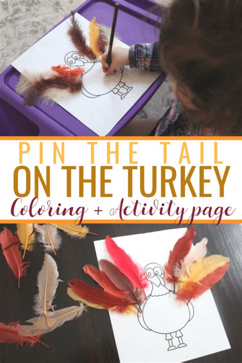 Pin The Tail On The Turkey Printable Thanksgiving Games For Kids