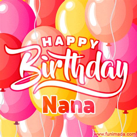 Happy Birthday Nana Colorful Animated Floating Balloons Birthday Card