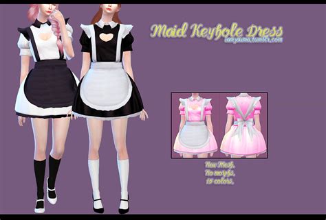 Sims 4 Custom Content Finds Iamzauma Ts4 Maid Keyhole Dress