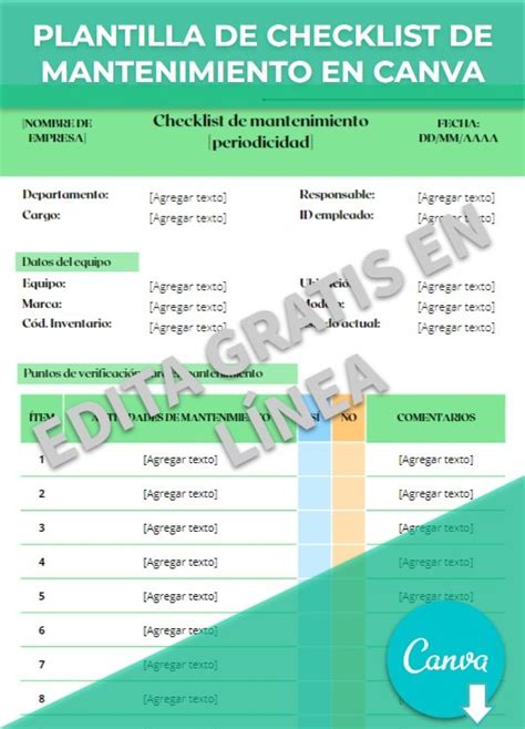 Checklist De Mantenimiento Ejemplos Formatos Word Excel