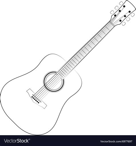 Black Outlines Guitar Royalty Free Vector Image