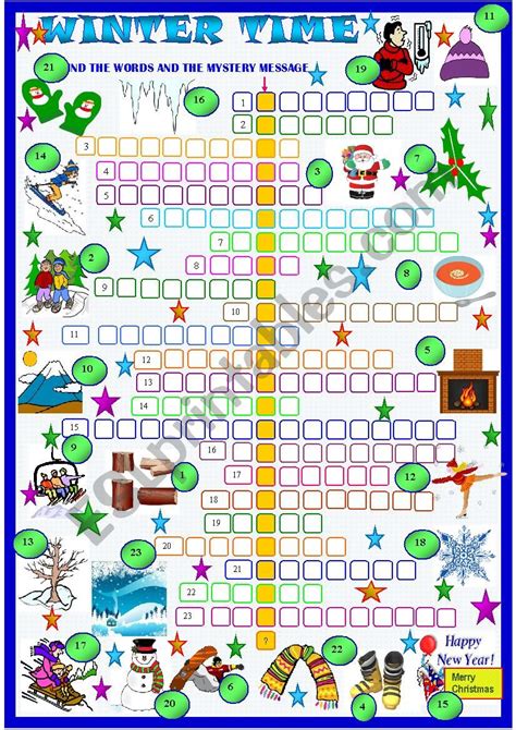 Winter Crossword Puzzles For Kids Printable