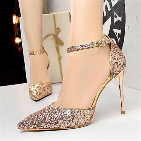 Buy Lakeshi Women Pumps Wedding Shoes Bride Sexy High Heels Pointed Toe Bling