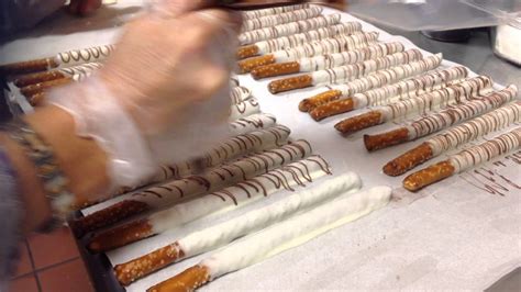 Behind The Scenes Making Chocolate Covered Pretzel Sticks