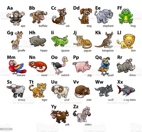 Animal Alphabet Chart Set Stock Illustration Download Image Now