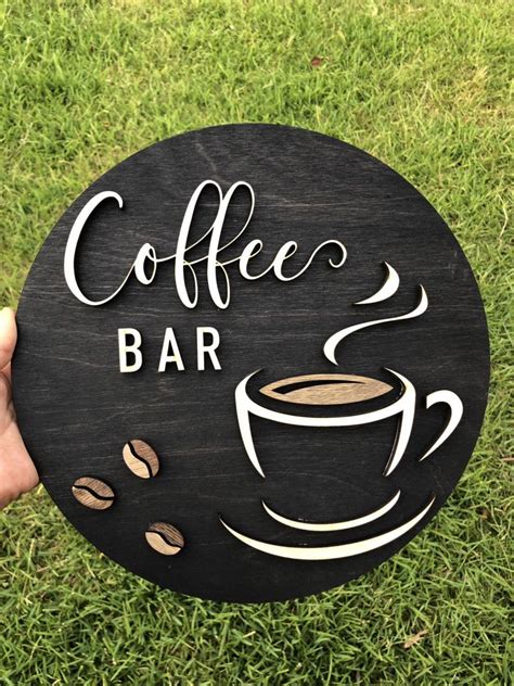 Brent's diy coffee bar design really did exceed my expectations. Coffee Bar 3D round sign Coffee rustic wood sign Kitchen ...