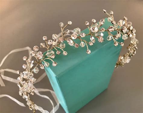 Rose Gold Swarovski Crystal Bridal Hair Vine Headpiece Gold Etsy