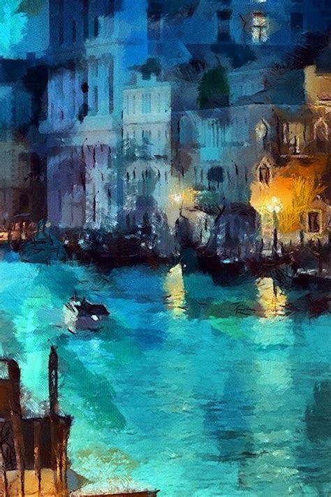 Art Classic Painting Water Lake Night Blue Iphone 4s Wallpapers Free