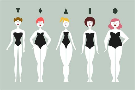 女性の体型コレクションの漫画タイプ 無料のベクター