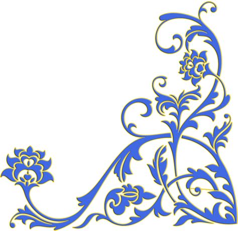 Download Filigree Decoration Border Edge Frame Blue Yellow Flow Blue