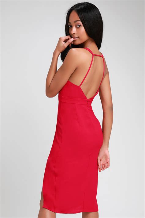 Sexy Red Dress Bodycon Dress Backless Dress Midi Dress Lulus