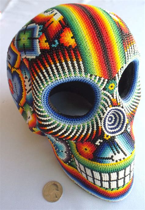 Mexican Huichol Beaded Skull Beaded Skull Beaded Cow Skulls Bead Art