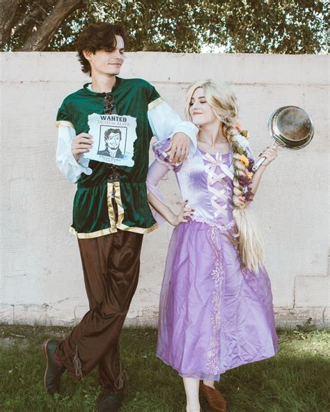 Diy Easy Halloween Costume Tangled Princess Rapunzel Costume Cosplay With Flynn Rider Costume