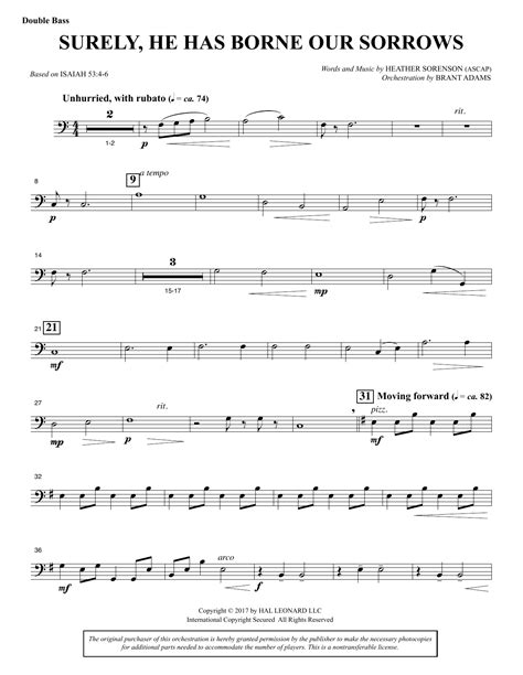 Heather Sorenson Surely He Has Borne Our Sorrows Double Bass Sheet