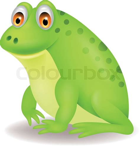 Cute Green Frog Cartoon Stock Vector Colourbox