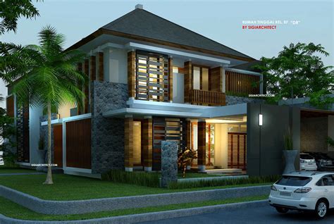 Dwelling house 2.5 and shop, modern tropis style, design architect (4). 92 Desain Rumah Tropis Modern Minimalis Terbaru