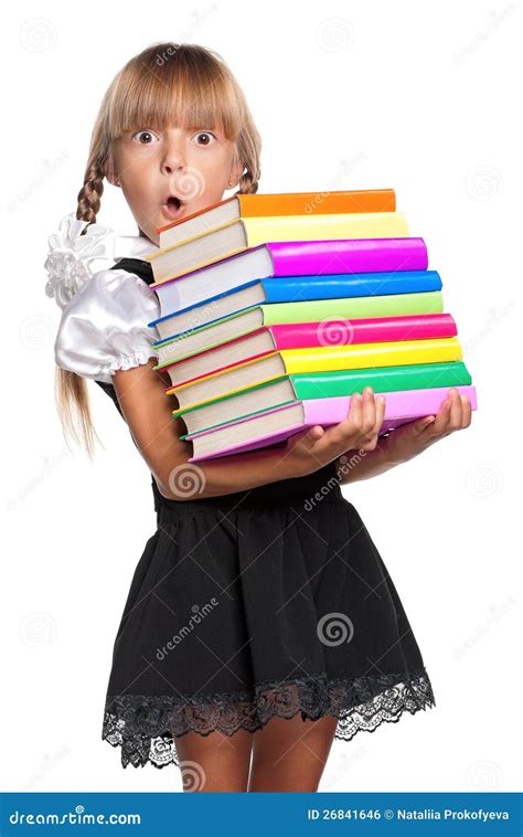 Little Girl With Books Stock Photo Image Of Attractive 26841646