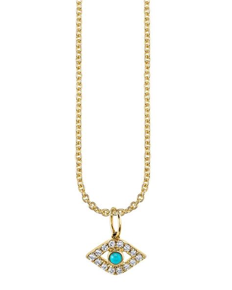 Sydney Evan Accessories K Large Evil Eye Charm Necklace W Diamonds