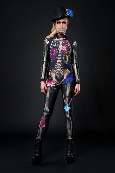Gothic Skeleton Halloween Costume For Women Full Body Etsy